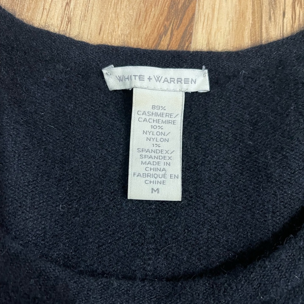 White + Warren Black Cashmere Sweater Size M. Quiet luxury - Picture 3 of 8